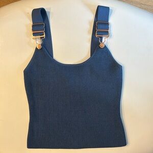 STAUD THE OVERALL KNIT TOP:DENIM BLUE